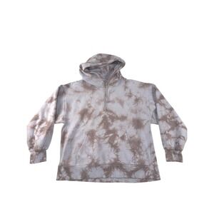 Tna Aritzia Tie Dye Hoodie Purple Brown Oversized Fleece Sweatshirt Size 3